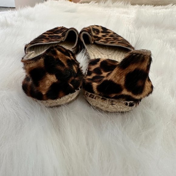 Manebi Espadrilles Leopard Calf Hair Open Side Boho Neutral #D62OLEO EU 38 US 8 - Picture 5 of 9